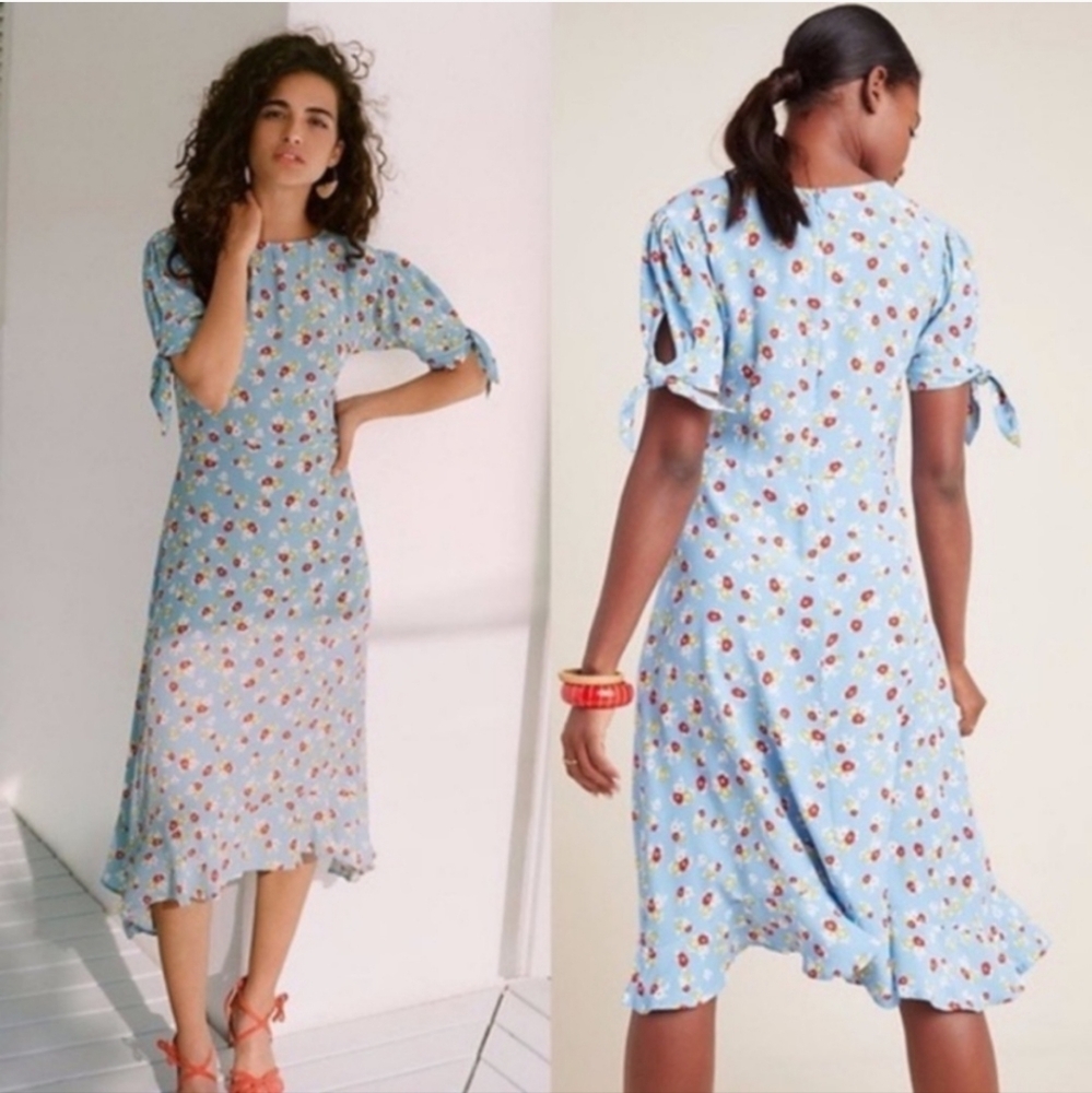Faithful the brand Erin blue floral midi dress size 4